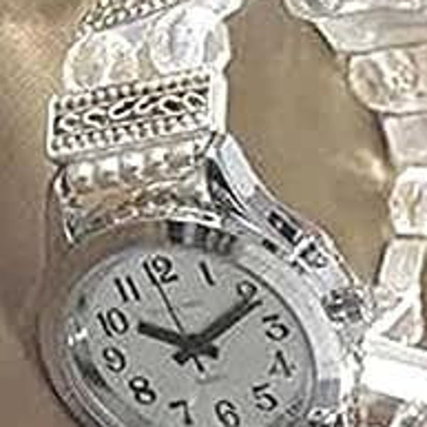 Elegance Collection-Ladies Talking Watch Day,Date Alarm with Deluxe Beaded Band