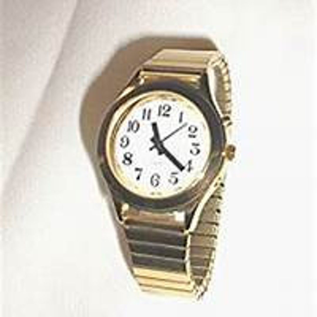 Ladies Deluxe Spanish Talking Wrist Watch Gold Tone for Low Vision or
