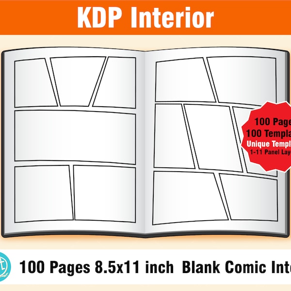 KDP Interior, Blank Comic Book, 100 Pages, Size 8.5x11 inch