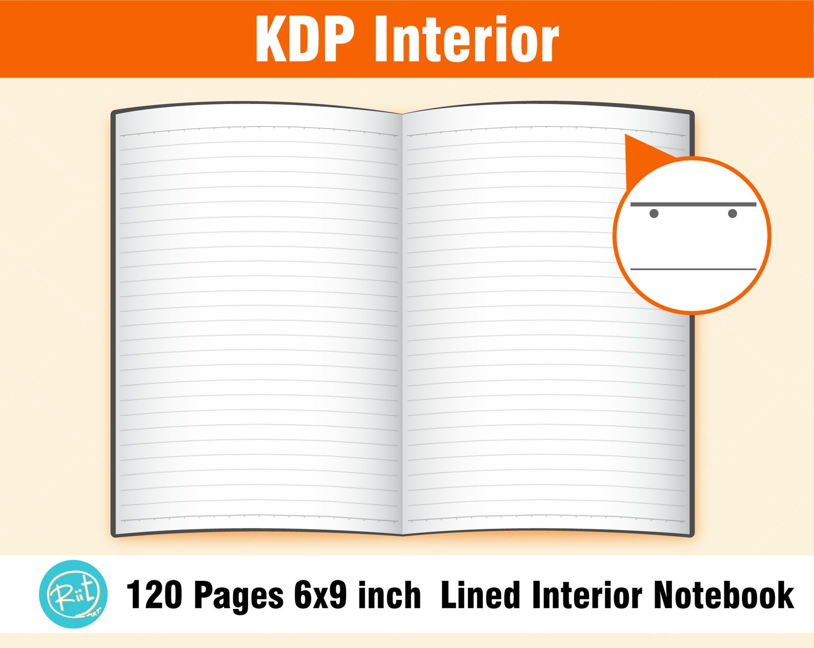 KDP Interior, Lined Notebook, 120 Pages, Size 6x9 Inch Etsy