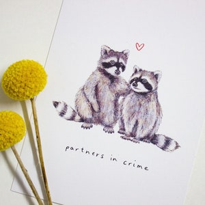 Postkarte Waschbären "partners in crime" | umweltfreundlich