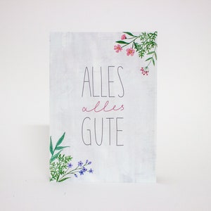 Geburtstagskarte Alles Gute | Grußkarte | Postkarte Aquarell | umweltfreundlich