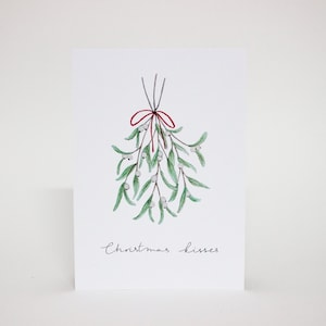 Weihnachtskarte Mistelzweig Aquarell | Postkarte "Christmas kisses" | umweltfreundlich