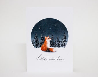 Christmas Card Fox | Postcard watercolor "Winter's Tale" | environmentally friendly