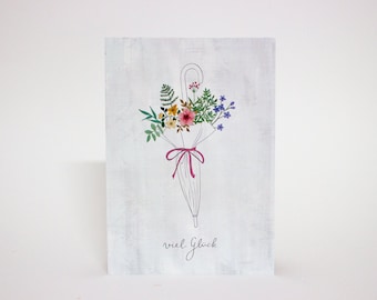 Birthday Card Good luck | Greeting card | Postcard Watercolor | environmentally friendly