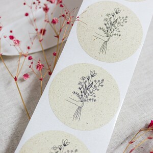 Set runde Sticker aus Graspapier mit Blumen | Geschenk Aufkleber | Danke Aufkleber | Set Etiketten | umweltfreundlich