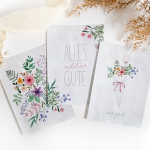 Postkarten Set Aquarell Blumen | Grußkarten Aquarellblumen | Geburtstagskarten Set | umweltfreundlich