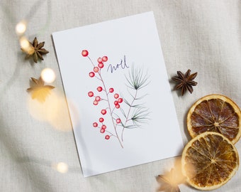 Christmas card Noël | Postcard fir branch | environmentally friendly