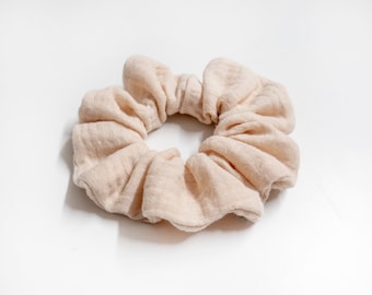 Scrunchie cream from muslin | Hair tie light beige made of organic cotton