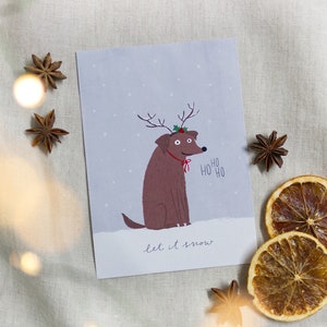 Weihnachtskarte Hund | Postkarte "Let it snow" | umweltfreundlich