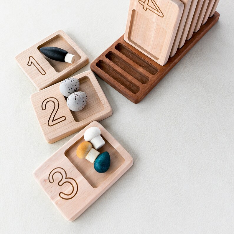 Wooden Number Trays Counting Trays Montessori Counting and - Etsy
