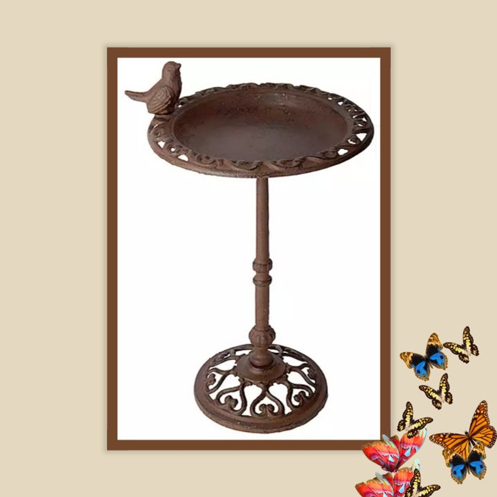 Bird Bath on Pole Cast Iron Etsy UK