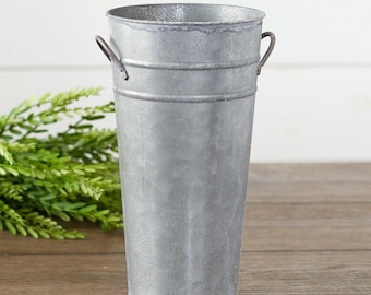 Flower Vase with side handles in zinc