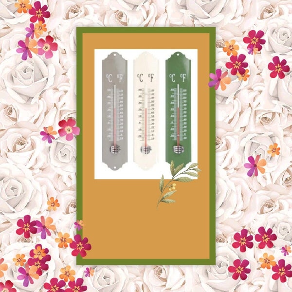 Thermometer - Metal  (Choice of colours - grey, cream or green)