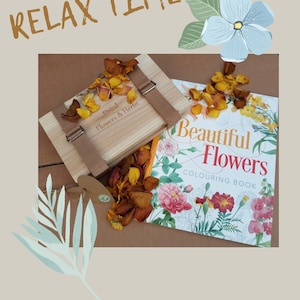 Wooden Flower Press (with straps) & "Beautiful Flowers" therapeutic colouring book