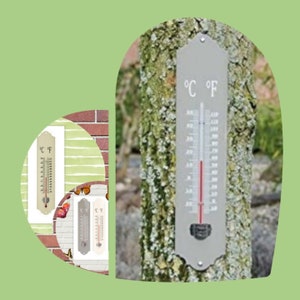 Thermometer - Metal  (Choice of colours - grey, cream or green)