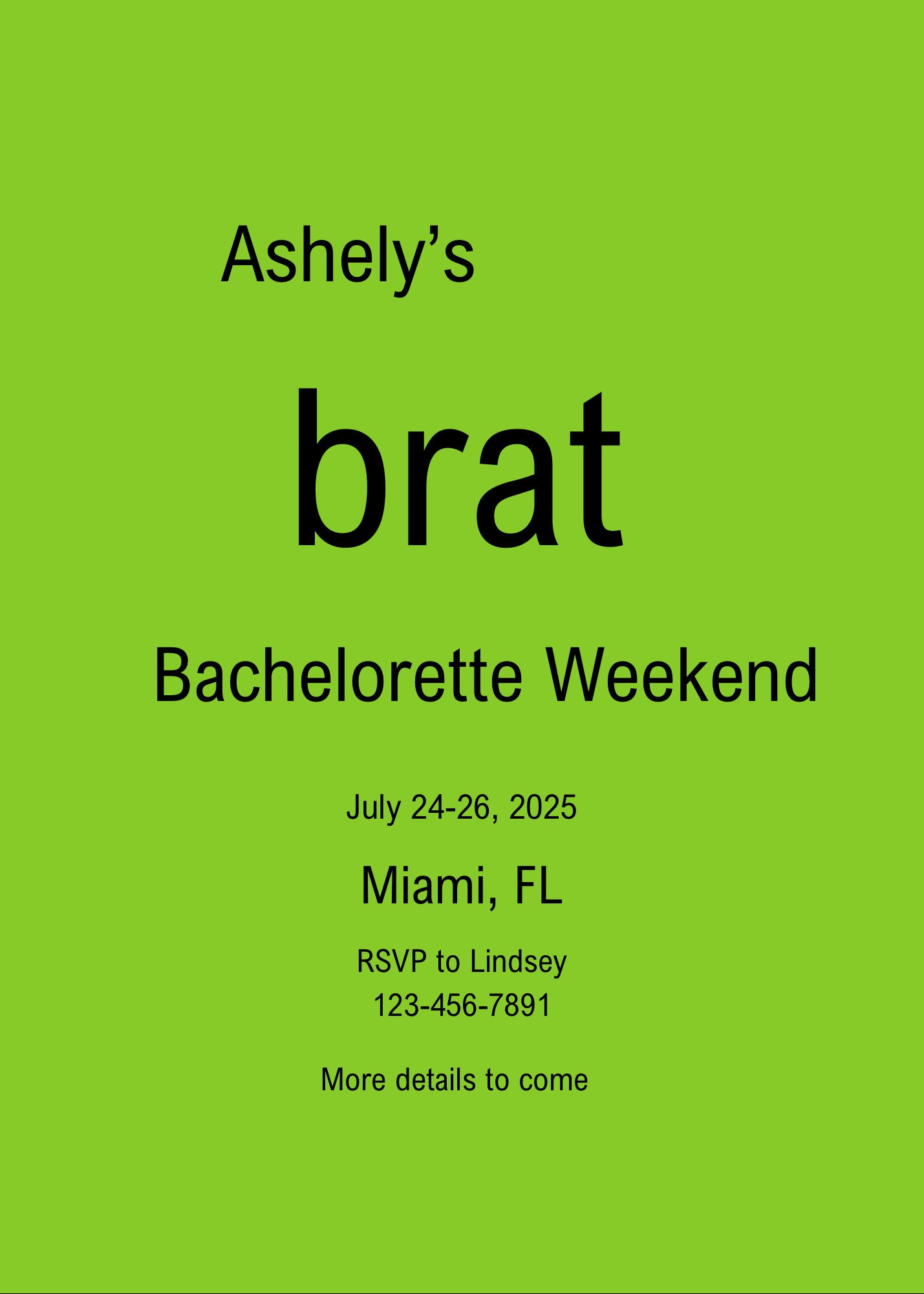Brat Invitation - Etsy