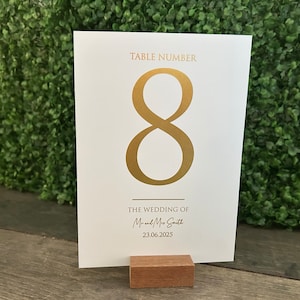 Table Numbers Sign for Wedding / Foiled in Gold, Silver or Rose Gold / Personalised Table Numbers / A5 Sign / Seating Plan /  Eva