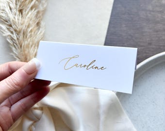Personalised Foiled Wedding Folded Place Cards: Gold, Silver, Rose Gold / Ari