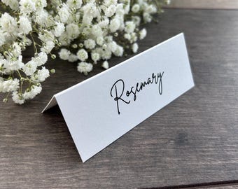 Folded Place Cards For Your Wedding / Personalised With Guests Names / Black Print / 11 Card Colours / Place Settings / Style Eva