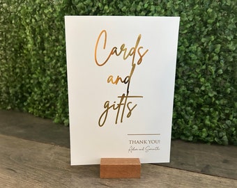 Cards and Gifts sign for Wedding / A5 or A4 size /gold, silver or rose gold foil options / personalised / Handwriting Style Font