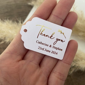 Custom Foiled rectangular Thank you Tags for Wedding Favours and Gifts/Foilage/Gold, Rose Gold and Silver Foil Options/Personalised Tags image 3