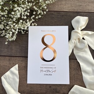 Table Numbers Sign for Wedding / Foiled in Gold, Silver or Rose Gold / Personalised Table Numbers / A5 Sign / Seating Plan / Eva image 5