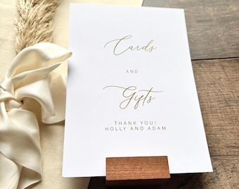 Cards and Gifts Sign for Wedding / Personalised with Names and Wedding Date / Foiled in Gold, Silver and Rose Gold / A5 or A4 size/Style Ari