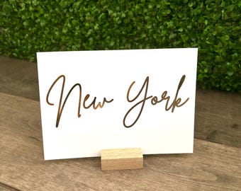 EVA - Personalised Table Name for Wedding/ A5 or A4 size  / foiled in Gold, Silver or Rose Gold / Custom Table Name Sign