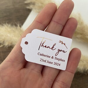 Custom Foiled rectangular Thank you Tags for Wedding Favours and Gifts/Foilage/Gold, Rose Gold and Silver Foil Options/Personalised Tags image 4