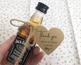 Tag - Personalised Rustic Simple with foilage Style Tag with black font for Wedding Favours and/or Gifts - Heart or Rectangle choice of tag