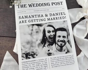 Personalised Printed Wedding Newspaper, Wedding Program with Timeline, Custom Traditional Newspaper, Fully Editable, Wedding keepsake, A4/A5