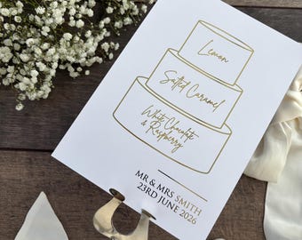 Personalised Cake Flavours Sign, Foiled Wedding Decor, Style Eva