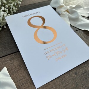 Table Numbers Sign for Wedding / Foiled in Gold, Silver or Rose Gold / Personalised Table Numbers / A5 Sign / Seating Plan / Eva image 6