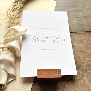 Gästebuch Schild für Hochzeit / A5 oder A4 Format / Schrift in Gold, Silber oder Rosegold Folie / Beschilderung für Hochzeit und Anlass / Stil: Ari