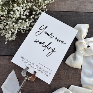 Choose Your Own Wording Sign To Have Printed In Black Print / Personalised Sign for Wedding/ A5 or A4 size / 11 Card Colours / Style Eva image 1