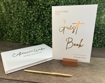 Guest Book Sign for wedding/ A5 or A4 size / gold, silver or rose gold foil options /Wedding and Occasion signage / Style Eva