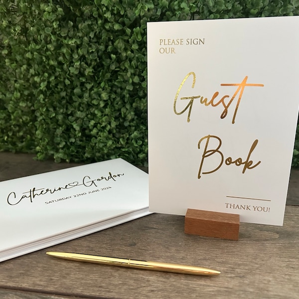 Guest Book Sign for wedding/ A5 or A4 size / gold, silver or rose gold foil options /Wedding and Occasion signage / Style Eva