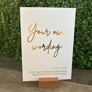 Gepersonaliseerd trouwbord / A5- of A4-formaat / Goud, zilver of roségoud verijdelde tekst / Kies eigen tekst / Decoratie locatie / Stijl Eva