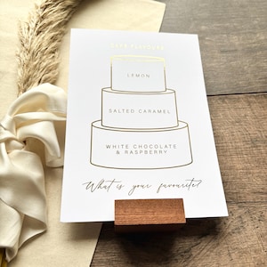 Personalisiertes Hochzeitstortenschild mit Flavours / A5 oder A4 Größe / Gold, Silber oder Roségold Folien Optionen / Hochzeitsdekoration / Stil Ari