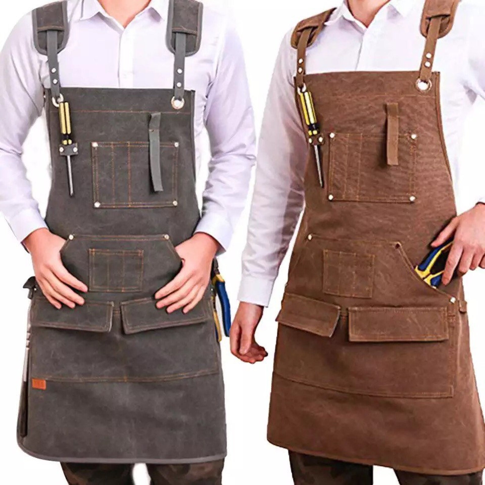 Heavy Duty Apron Waxed Canvas Unisex Canvas Work Apron Etsy