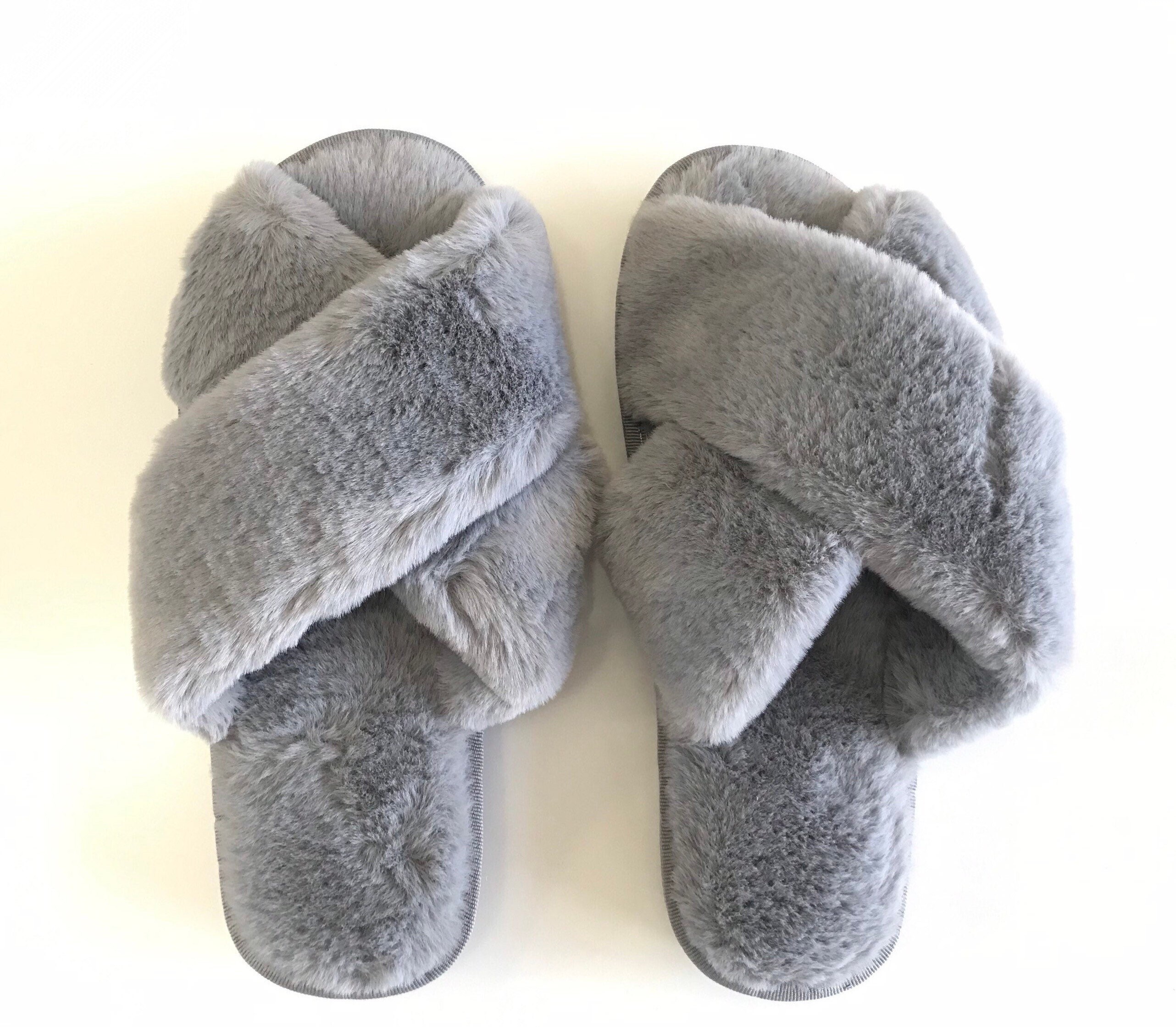 Bridal Fluffy Slippers Faux Fur Soft Sliders Mule | Etsy