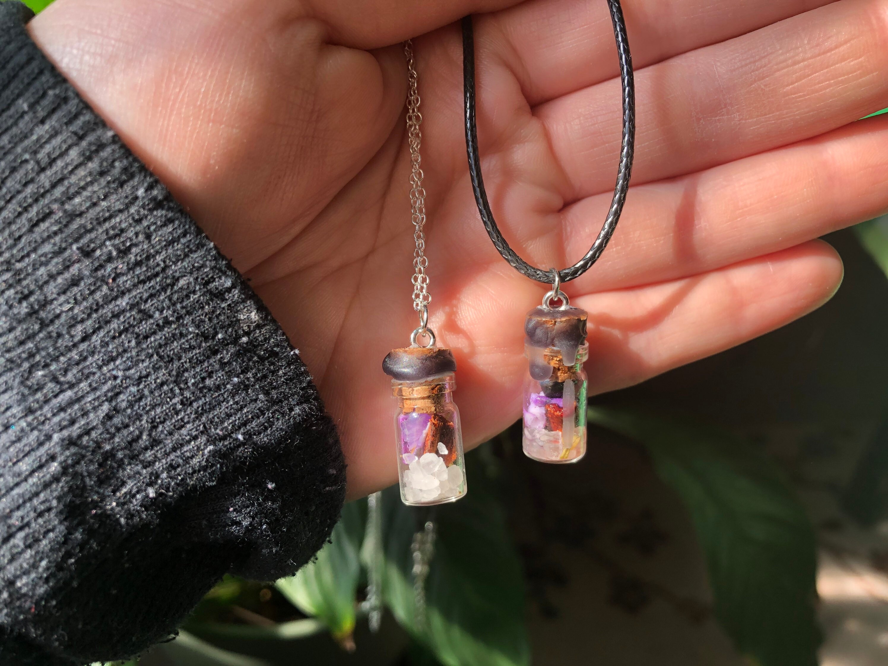 Protection spell jar necklace. travel size protection jar Etsy