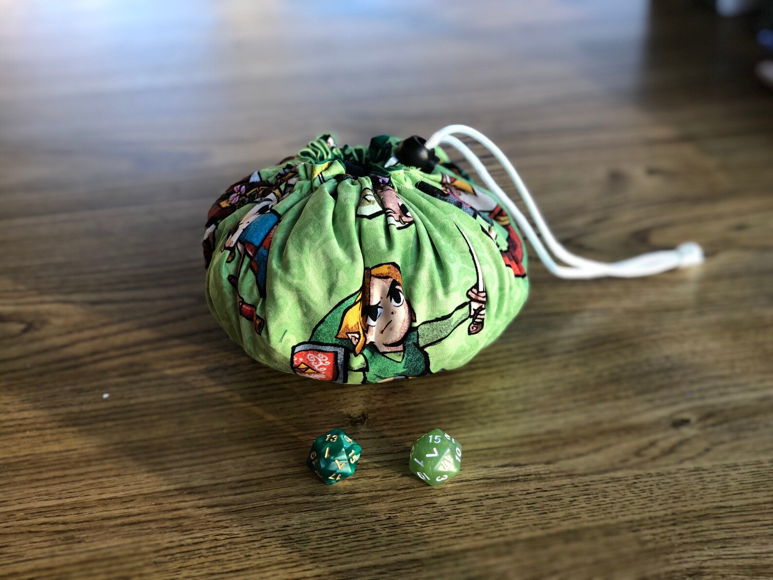 Legend of Zelda link Zelda large green dice bag with pockets. Etsy