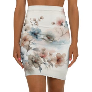 Pencil Skirt, Vintage Rose Women&#39;s Mid-Waist Skirt, Elegant Floral Lady&#39;s Skirt, Classy Feminine Fashion Apparel, Retro Garden Skirt, Lovely