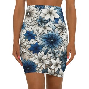 Pencil Skirt, Chic Beautiful Flower Patterned Skirt, Women&#39;s Fashion, Floral Print Skirt, Mid-Waist Skirt, Spring Summer Skirt