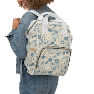 Stylish Floral Diaper Backpack, Baby Bag, Mom Purse, Travel Diaper Bag, Lightweight Baby Carrier