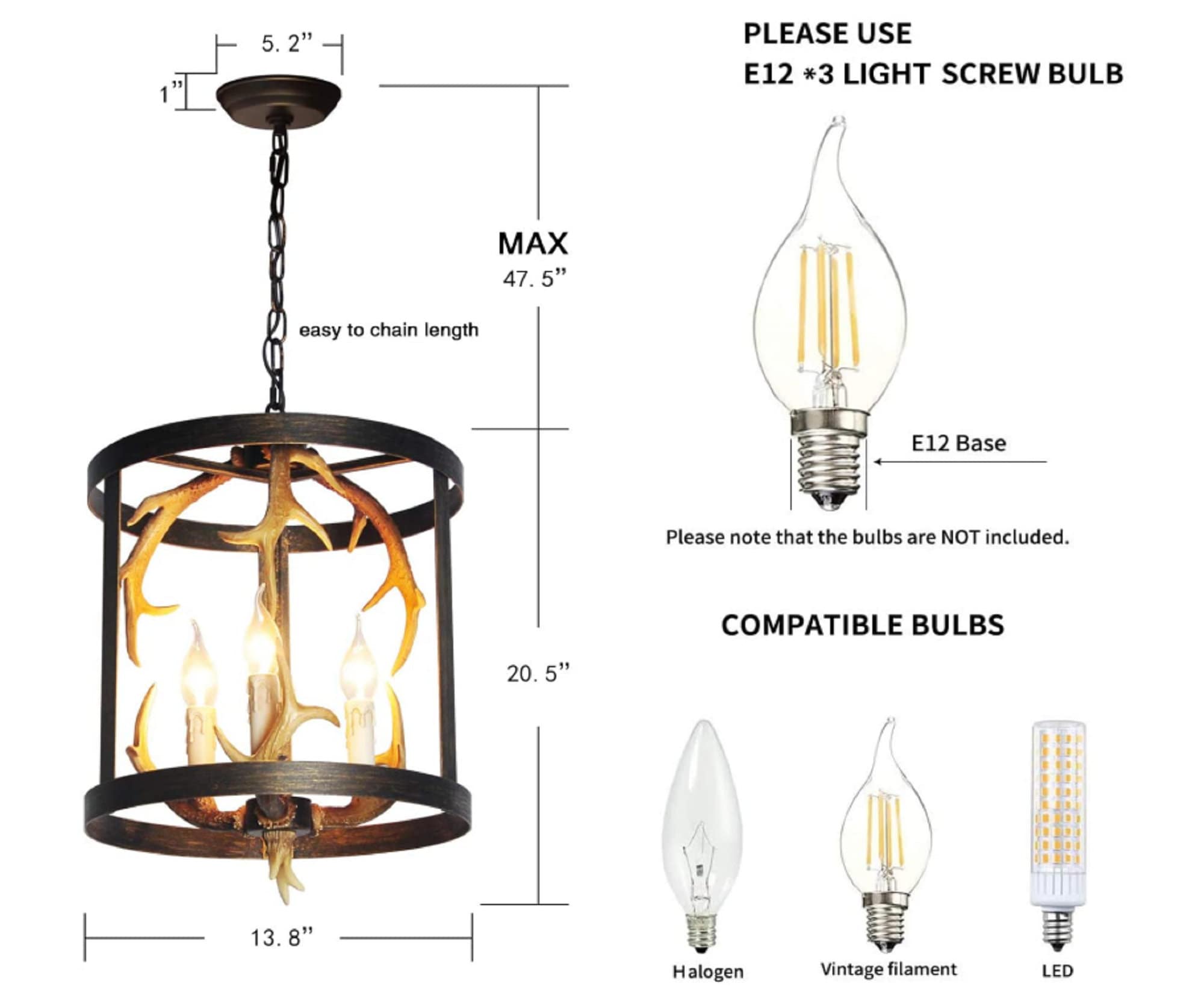 Luz de techo de la lámpara de araña de la granja 3-luz 20.5 | Etsy