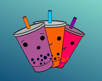 Naklejki inspirowane herbatą bąbelkową