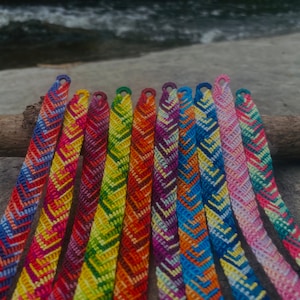 Small Alternating Chevron Embroidery Floss Friendship Bracelet with Adjustable Ties